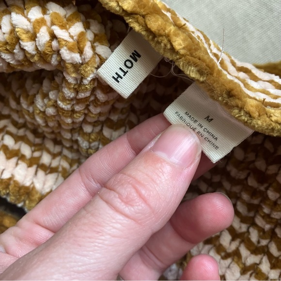 Moth Chenille Striped Cropped Wide Sleeve Knit Sweater by Anthropologie size Med - Picture 8 of 9